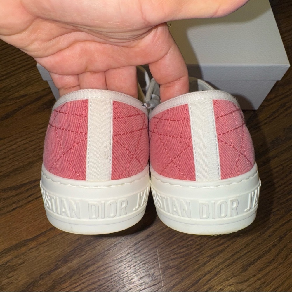 Size 9.5 Christian Dior Walk'n'Dior Canvas Sneakers Pink - Picture 7 of 14
